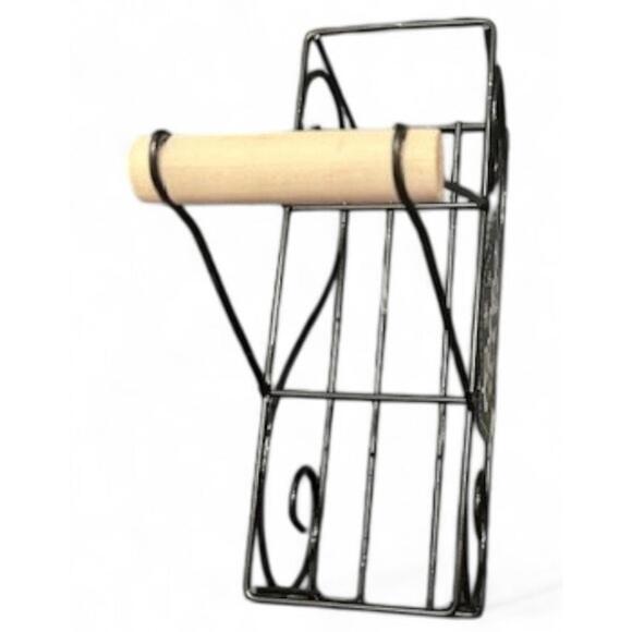 Cocoa Bar Black Metal Basket 9x3x8 Wood Handle Hot Chocolate Organizer Decor - Picture 3 of 8